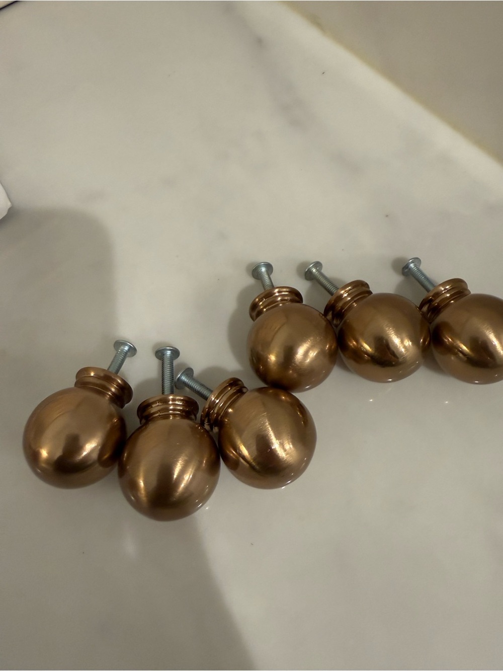 Decorative Round Cabinet Knobs in champagne Bronze - Set of 6